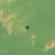 Shaded relief of the 60 km around Gemencheh Lama, drawn from the GMTED2010 grid