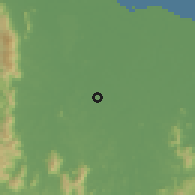 Shaded relief of the 60 km around Gual Periok, drawn from the GMTED2010 grid