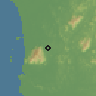 Shaded relief of the 60 km around Gurun, drawn from the GMTED2010 grid
