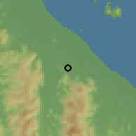 Shaded relief of the 60 km around Jabi, drawn from the GMTED2010 grid