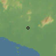 Shaded relief of the 60 km around Jasin, drawn from the GMTED2010 grid