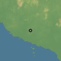 Shaded relief of the 60 km around Ayer Keroh, drawn from the GMTED2010 grid