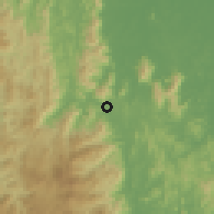 Shaded relief of the 60 km around Jeli, drawn from the GMTED2010 grid