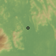 Shaded relief of the 60 km around Jerantut, drawn from the GMTED2010 grid