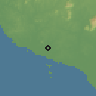 Shaded relief of the 60 km around Ayer Molek, drawn from the GMTED2010 grid