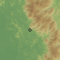 Shaded relief of the 60 km around Kalumpang, drawn from the GMTED2010 grid