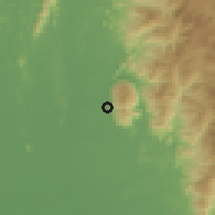 Shaded relief of the 60 km around Kampar, drawn from the GMTED2010 grid