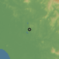 Shaded relief of the 60 km around Kampong Baru Puchong, drawn from the GMTED2010 grid
