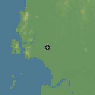Shaded relief of the 60 km around Ayer Tawar, drawn from the GMTED2010 grid