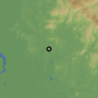 Shaded relief of the 60 km around Kampong Cepaka, drawn from the GMTED2010 grid
