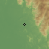 Shaded relief of the 60 km around Kampong Coldstream, drawn from the GMTED2010 grid