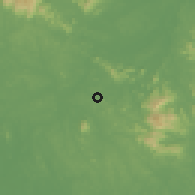 Shaded relief of the 60 km around Kampong Gajah, drawn from the GMTED2010 grid