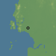 Shaded relief of the 60 km around Kampong Koh, drawn from the GMTED2010 grid