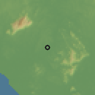 Shaded relief of the 60 km around Kampong Kundang Ulu, drawn from the GMTED2010 grid
