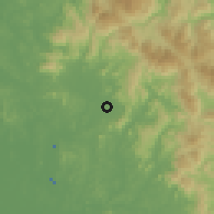 Shaded relief of the 60 km around Kampong Pandan Dalam, drawn from the GMTED2010 grid