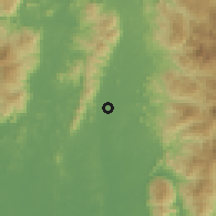 Shaded relief of the 60 km around Kampong Perpaduan, drawn from the GMTED2010 grid