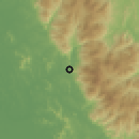 Shaded relief of the 60 km around Kampong Slim, drawn from the GMTED2010 grid