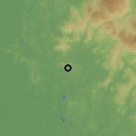 Shaded relief of the 60 km around Kampong Sungai Penchala, drawn from the GMTED2010 grid