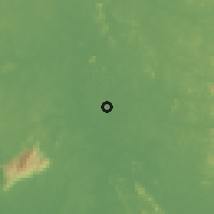 Shaded relief of the 60 km around Kampong Tengah, drawn from the GMTED2010 grid