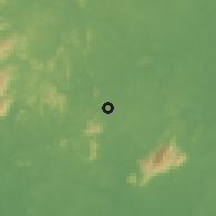 Shaded relief of the 60 km around Kampong Tengah, drawn from the GMTED2010 grid