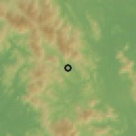Shaded relief of the 60 km around Kampung Chennah, drawn from the GMTED2010 grid