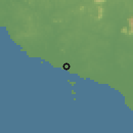 Shaded relief of the 60 km around Kandang, drawn from the GMTED2010 grid