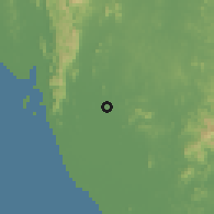 Shaded relief of the 60 km around Kangar Arau, drawn from the GMTED2010 grid