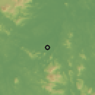 Shaded relief of the 60 km around Kangkar Kahang, drawn from the GMTED2010 grid
