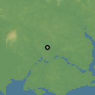 Shaded relief of the 60 km around Kangkar Tebrau, drawn from the GMTED2010 grid