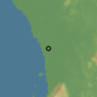 Shaded relief of the 60 km around Kangkong, drawn from the GMTED2010 grid