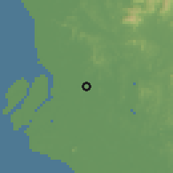 Shaded relief of the 60 km around Kapong Kuantan, drawn from the GMTED2010 grid