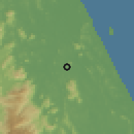 Shaded relief of the 60 km around Ajil, drawn from the GMTED2010 grid