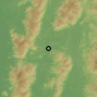 Shaded relief of the 60 km around Karai, drawn from the GMTED2010 grid