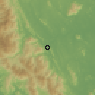 Shaded relief of the 60 km around Karak, drawn from the GMTED2010 grid