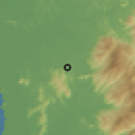 Shaded relief of the 60 km around Karangan, drawn from the GMTED2010 grid