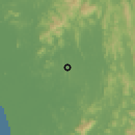 Shaded relief of the 60 km around Kejai, drawn from the GMTED2010 grid