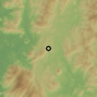 Shaded relief of the 60 km around Kelian Intan, drawn from the GMTED2010 grid