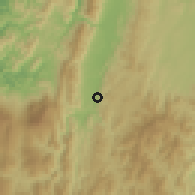 Shaded relief of the 60 km around Kemabong, drawn from the GMTED2010 grid