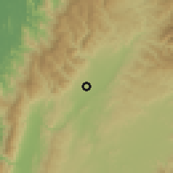 Shaded relief of the 60 km around Keningau, drawn from the GMTED2010 grid