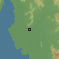 Shaded relief of the 60 km around Bagan Samak, drawn from the GMTED2010 grid