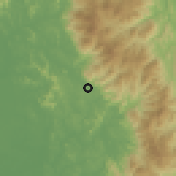 Shaded relief of the 60 km around Kerling, drawn from the GMTED2010 grid