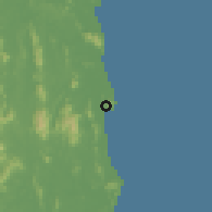 Shaded relief of the 60 km around Kerteh, drawn from the GMTED2010 grid
