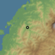 Shaded relief of the 60 km around Kiulu, drawn from the GMTED2010 grid