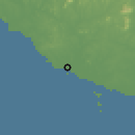 Shaded relief of the 60 km around Klebang, drawn from the GMTED2010 grid