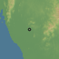 Shaded relief of the 60 km around Kodiang, drawn from the GMTED2010 grid