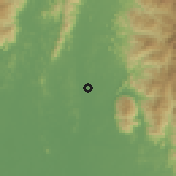 Shaded relief of the 60 km around Kota Baharu, drawn from the GMTED2010 grid