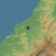 Shaded relief of the 60 km around Kota Belud, drawn from the GMTED2010 grid