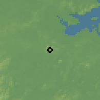 Shaded relief of the 60 km around Kota Kinabatangan, drawn from the GMTED2010 grid