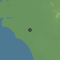 Shaded relief of the 60 km around Bagan Terap, drawn from the GMTED2010 grid