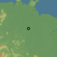 Shaded relief of the 60 km around Kota Samarahan, drawn from the GMTED2010 grid